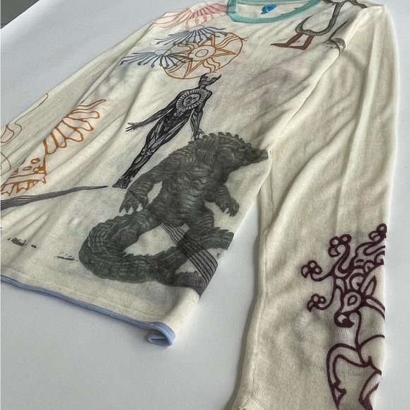 Autumn Cashmere Multicolor Graphic Crew Neck Sweater - Picture 3 of 12